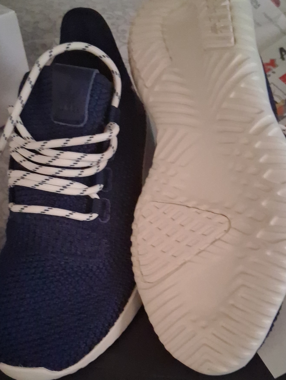 adidas Originals Kids Navy Blue Knit Sneakers with White Accents - Picture 3 of 4
